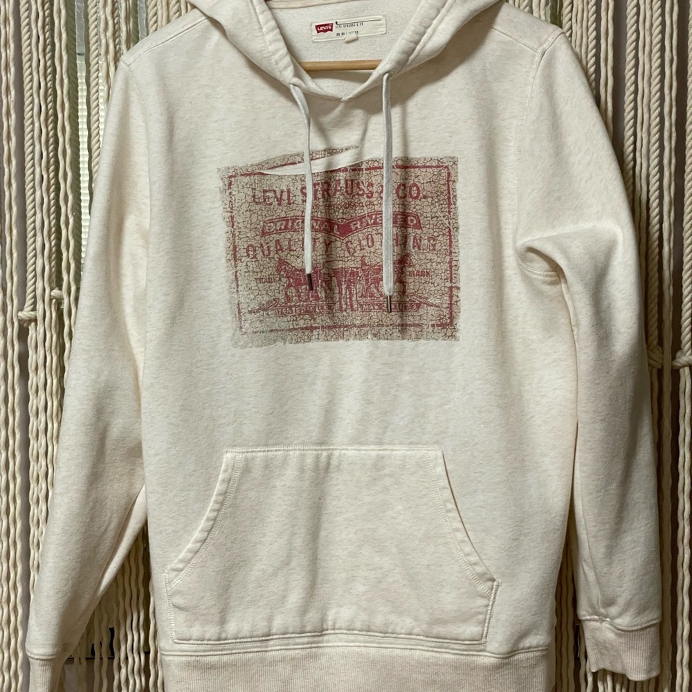 Levi's Off-White Hoodie with Red Graphic